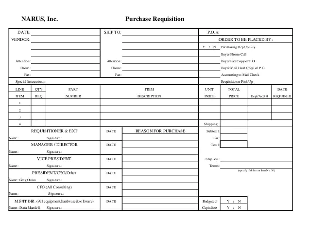 contoh purchase requisition form 2