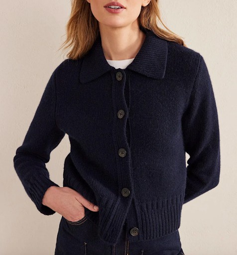 Women Over 60 Style Boden Collared Cashmere Cardigan