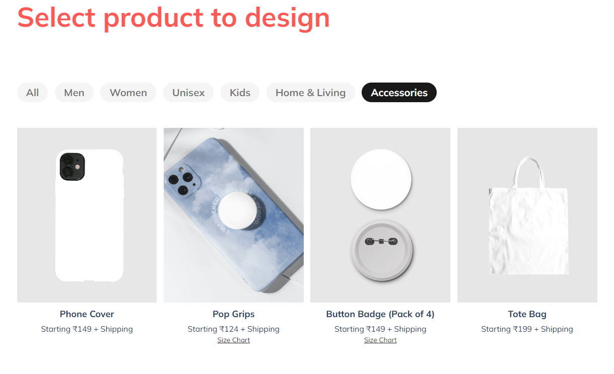 Choose phone cover from the product catalogue