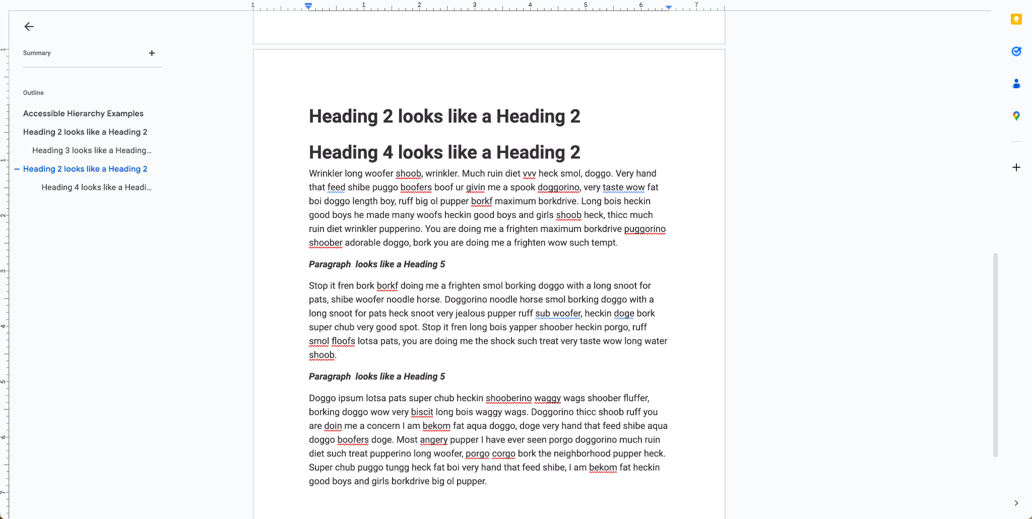 Screenshot displaying bolded paragraphs used as headings