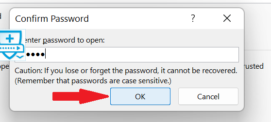 Screenshot of "Confirm Password" dialog box