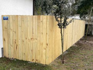 Photo of a stockade side by side wood fence