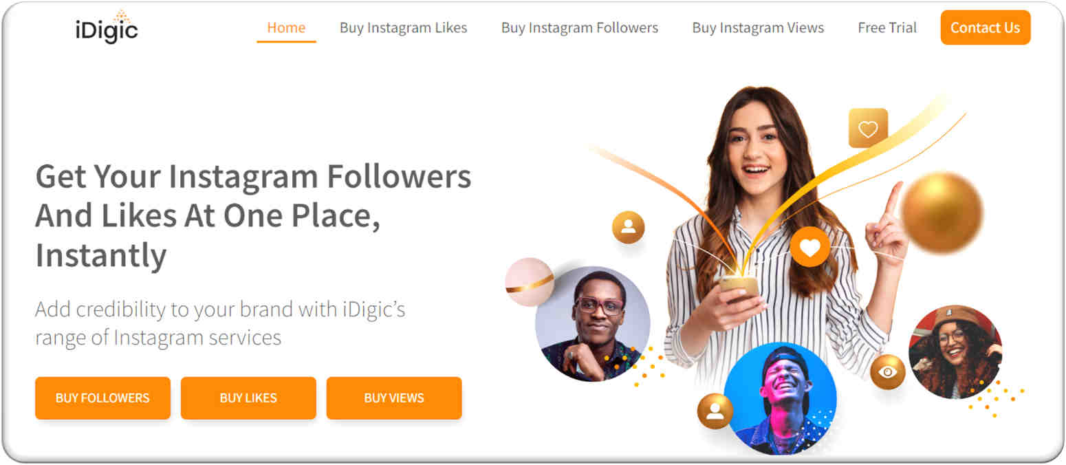 iDigic Instagram growth service homepage