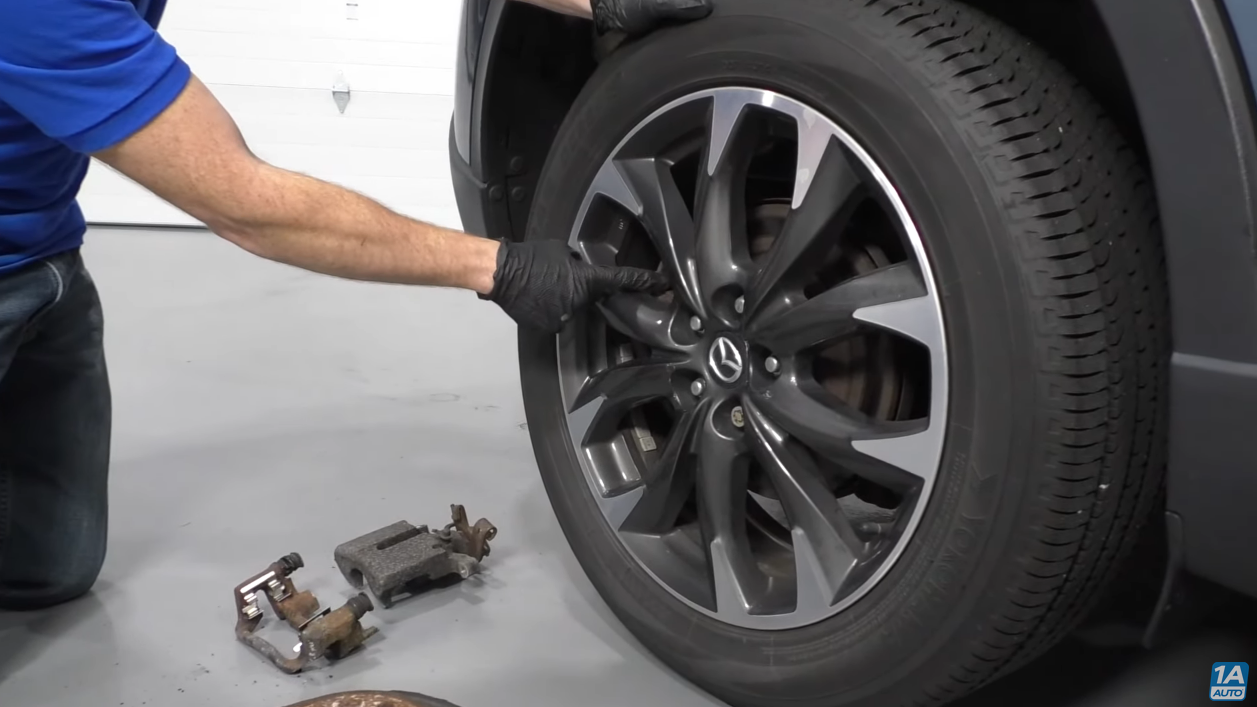 Unevenly worn brake components on the Mazda CX-5