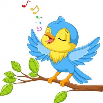 Mignon Petit Oiseau Chante Sur Une Branche D'arbre | Vecteur Premium