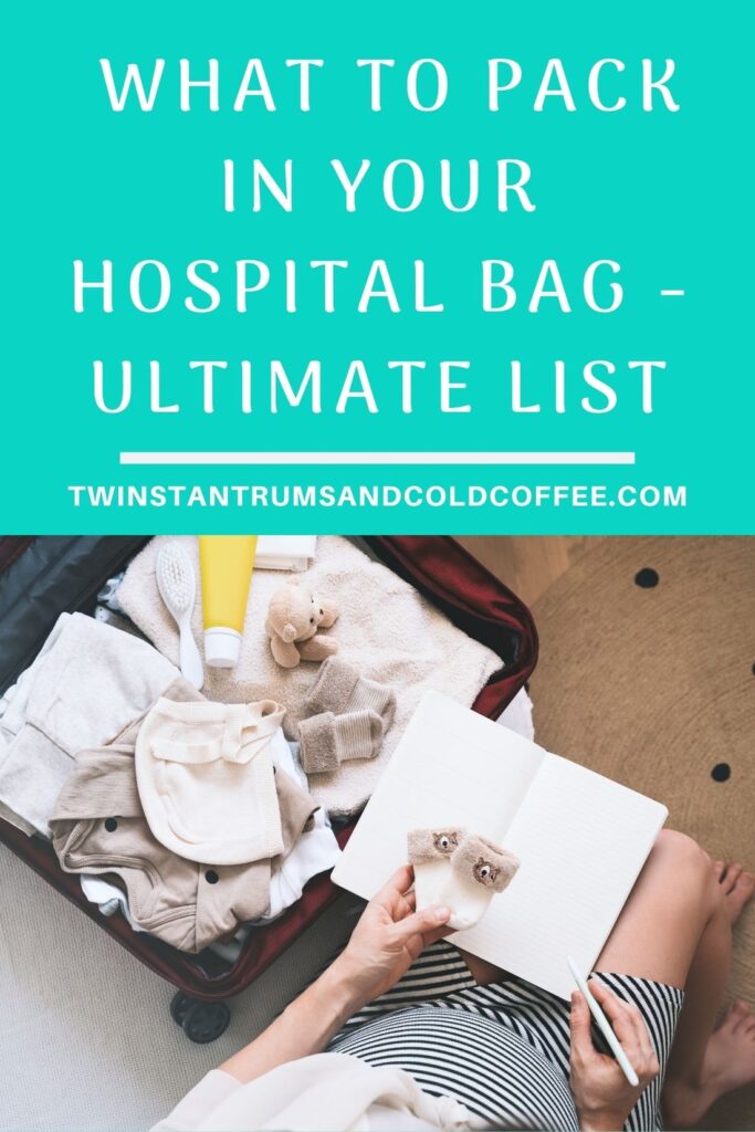 PIN image of what to pack in your hospital bag