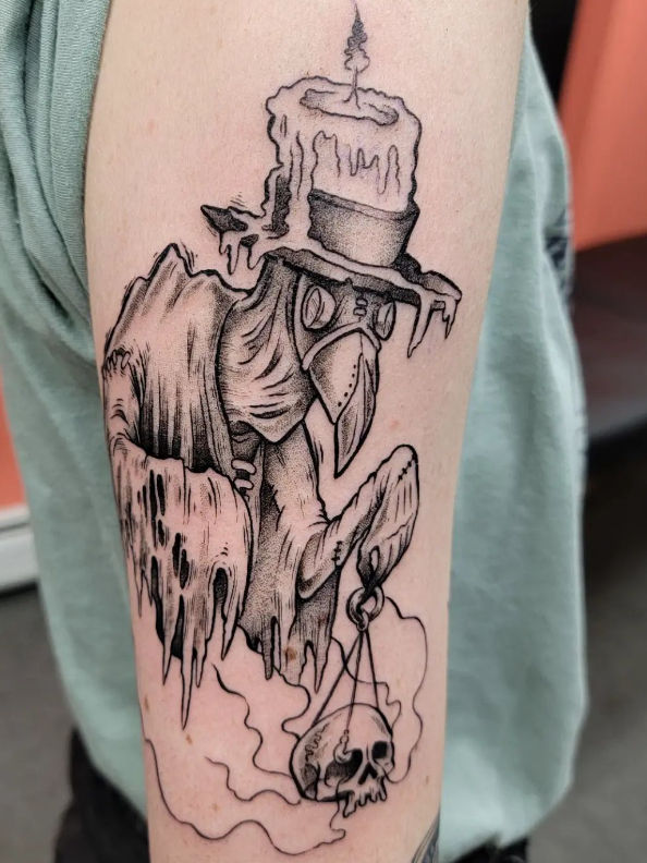 Tattoo Of Melting Plague Doctor 