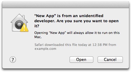Gatekeeper confirm open app dialog box