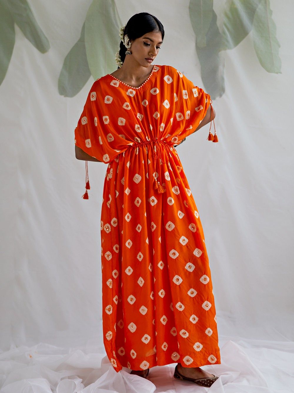 the loom - Orange silk kaftan