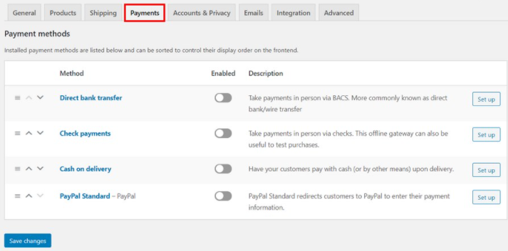 hình thức thanh toán WooCommerce
