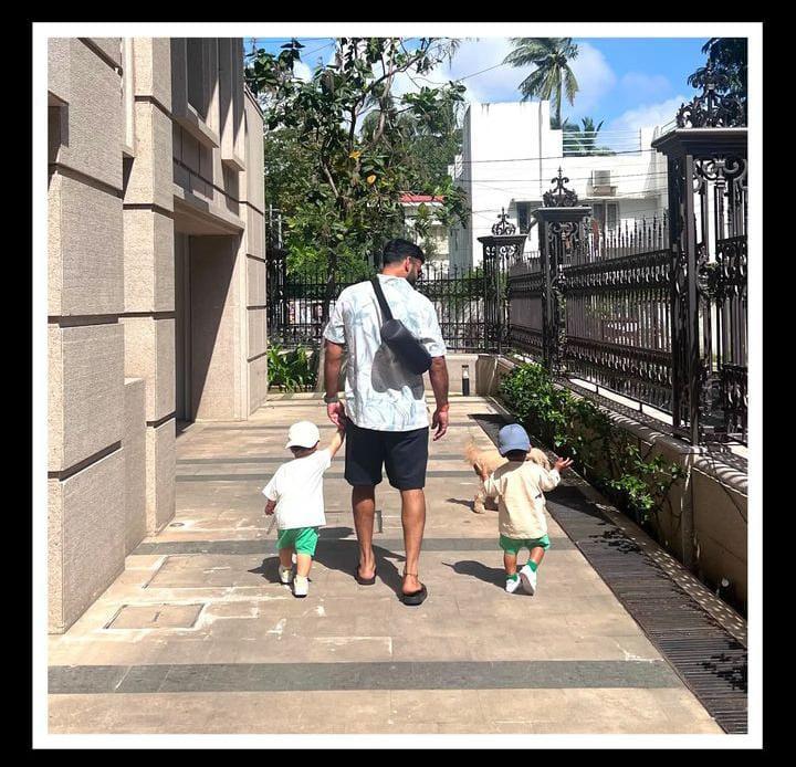 Dipika walking with his kids