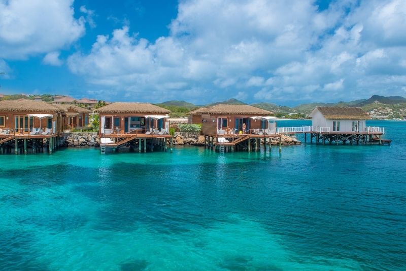 Overwater accommodation at Sandals Grande St Lucian