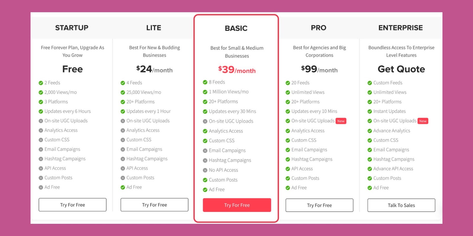 Taggbox Pricing Plan