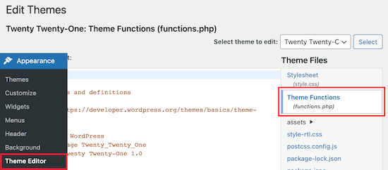 Adicionar código a functions.php e outros modelos