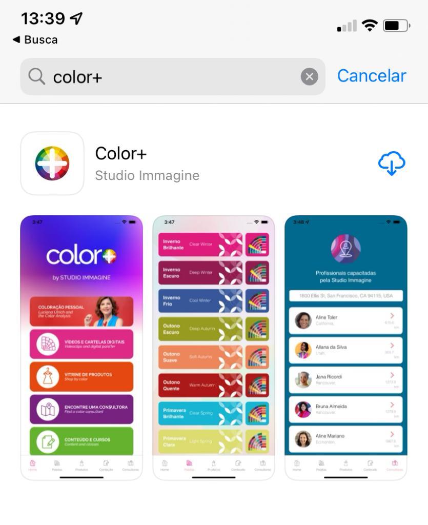 Como baixar o app Color+ na loja de aplicativos