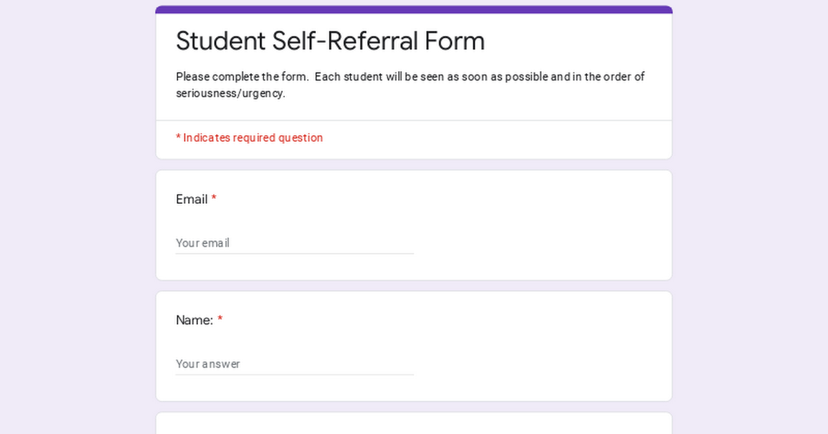 Student Self-Referral Form