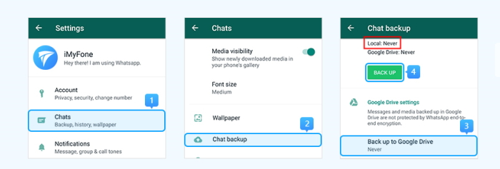Backup WhatsApp to Android internal storage or SD card 