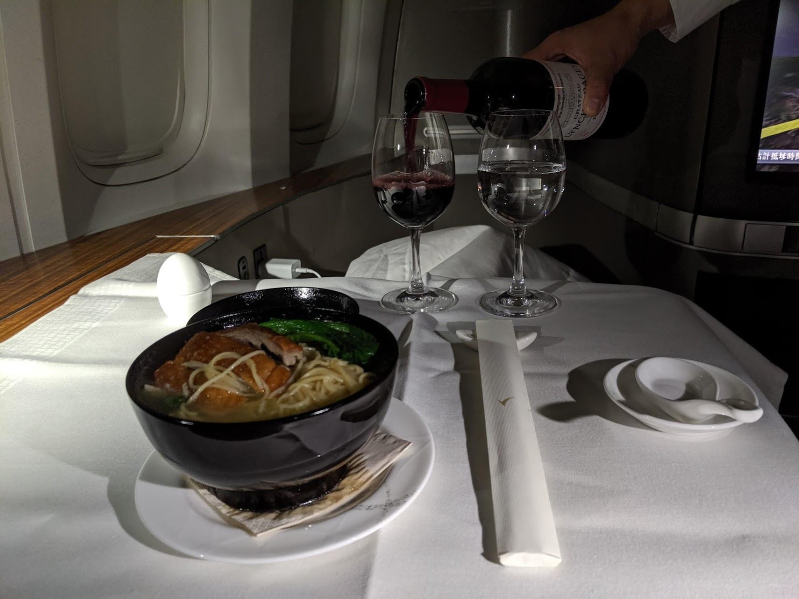 Cathay Pacific First Class Duck and Egg Noodle Soup