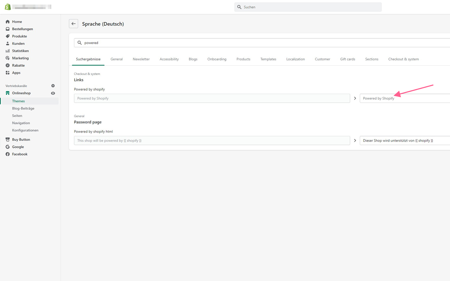 Powered by Shopify entfernen Schritt 3