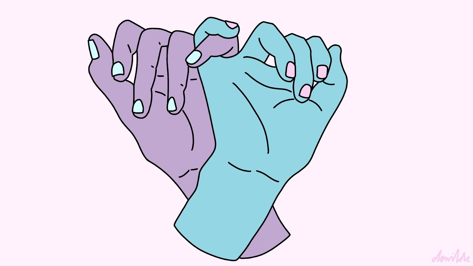 Illustration by Darcy Rae of two hands interlocking