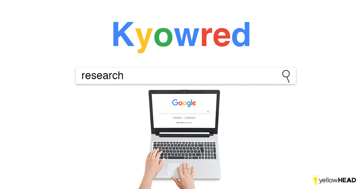 A GIF of someone searching for keywords on Google search engine
