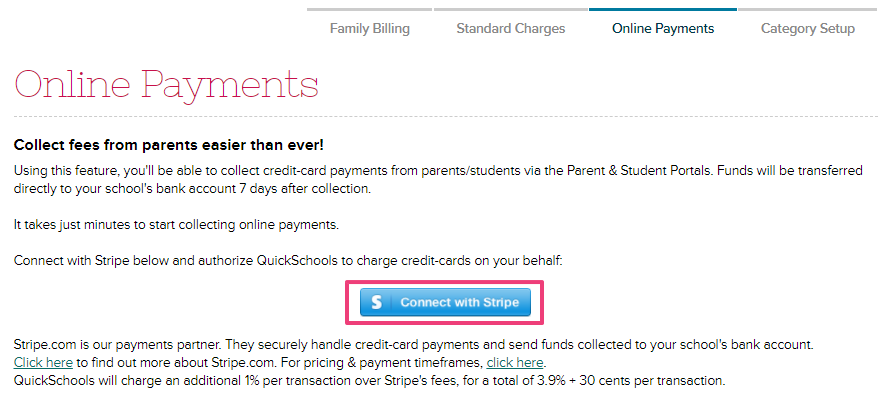 quickschools online payments feature