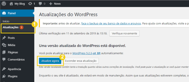 como atualizar o wordpress