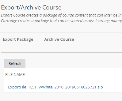 Scholar Export Course File Storage