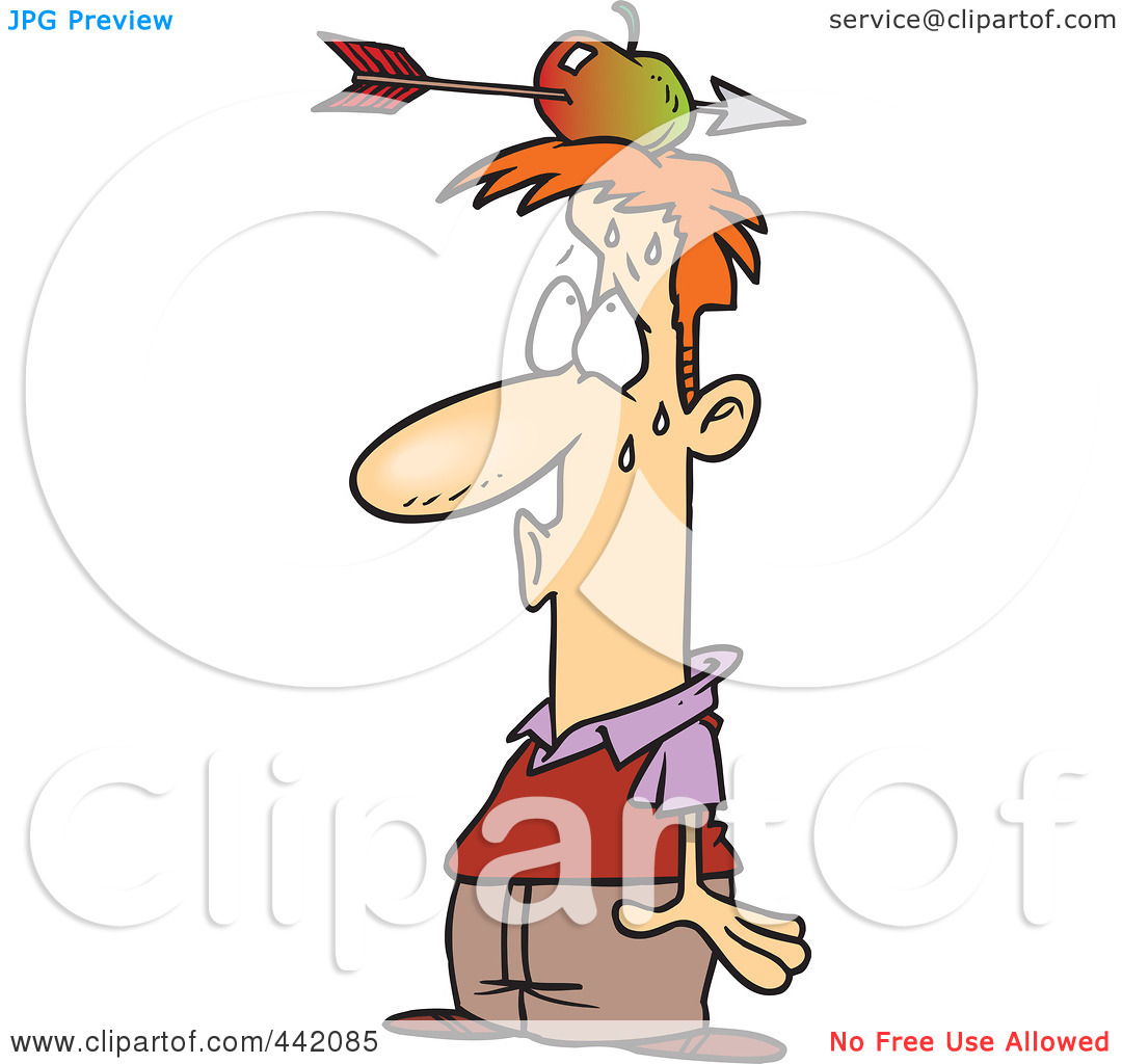 Royalty-Free-RF-Clip-Art-Illustration-Of-A-Cartoon-Relieved-Man-With-An-Arrow-Through-An-Apple-On-His-Head-1024442085.jpg