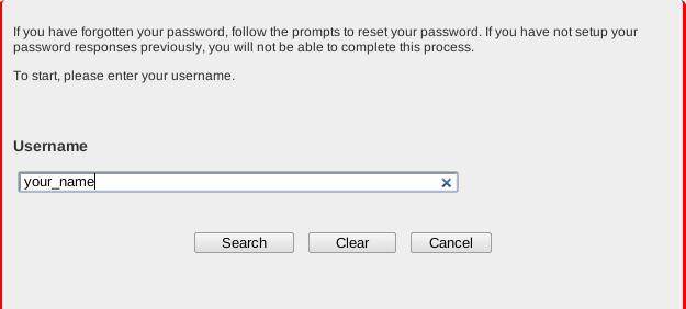 Enter Username in the Username field Screen shot: Enter Username in the Username field, Click Search