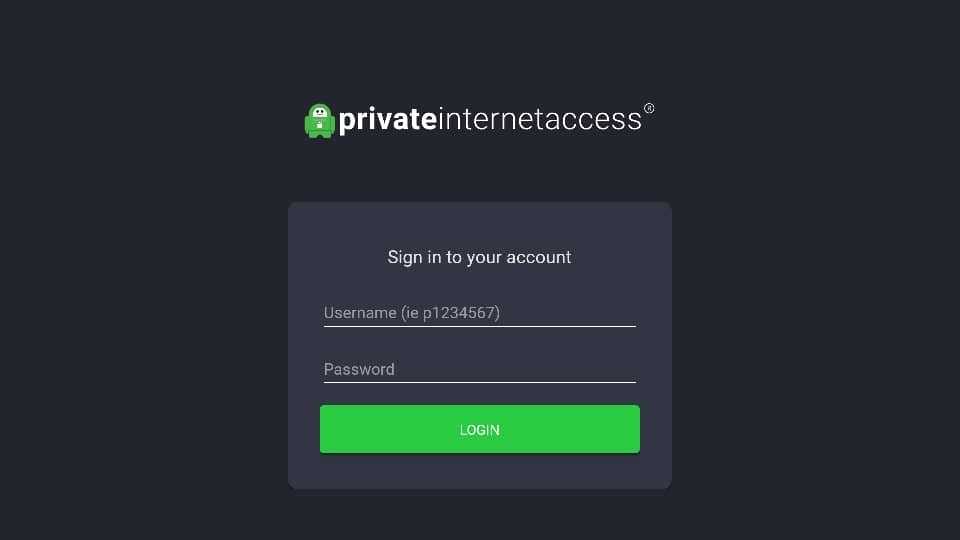private internet access login info