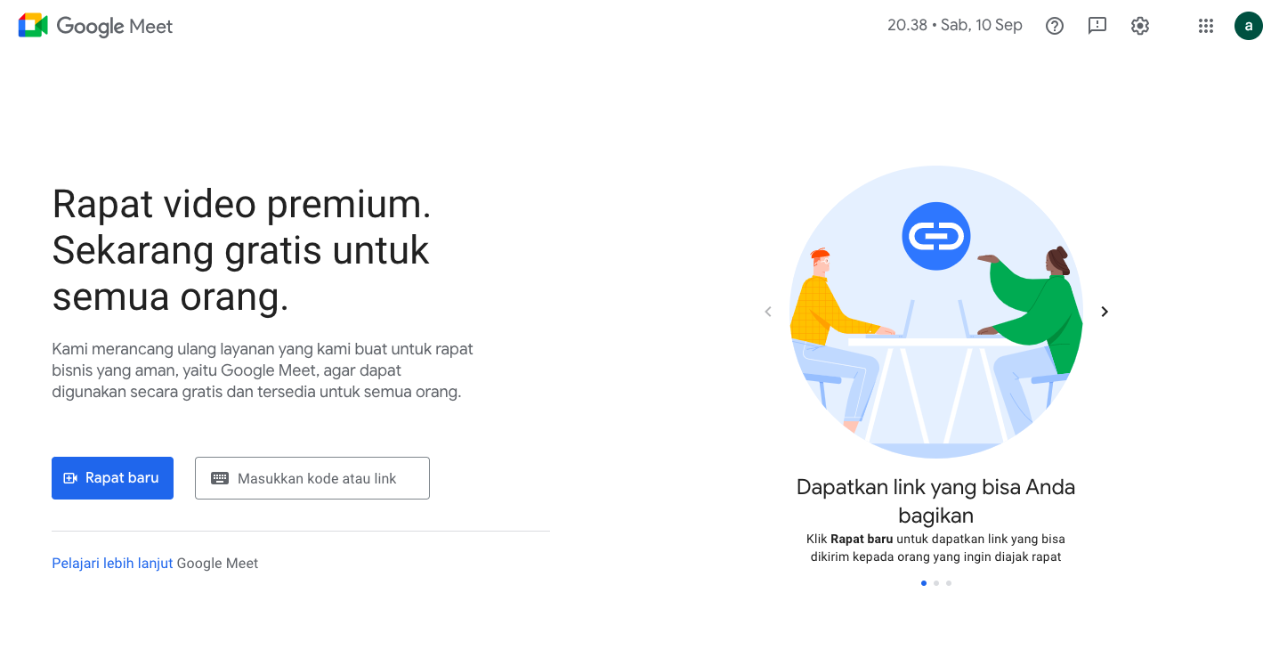 Tangkapan layar situs resmi Google Meet