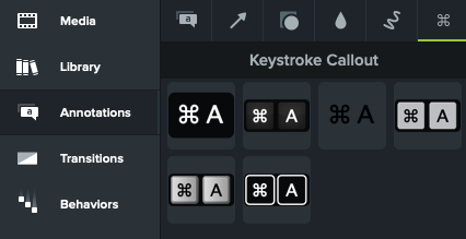 Illustration of The Keystroke Callouts Tab within the Annotations Bin