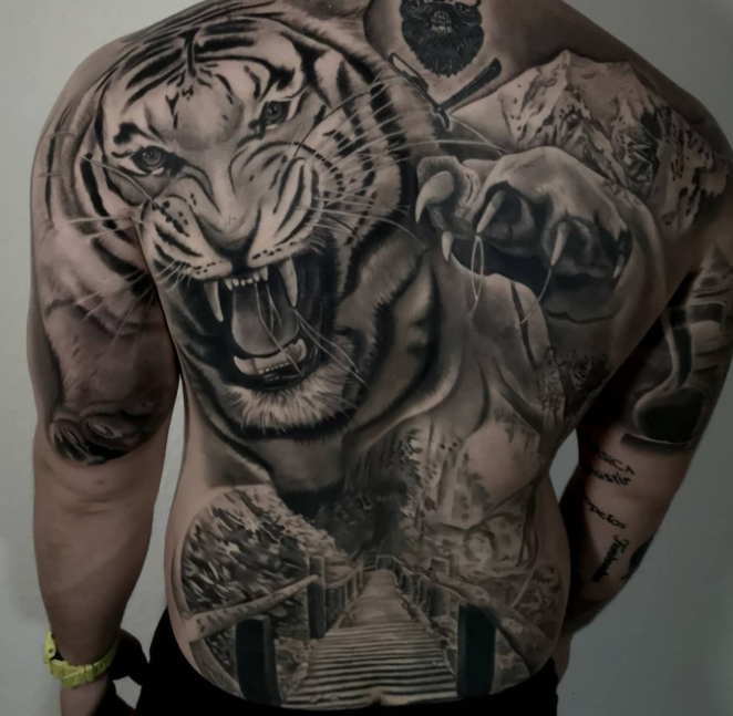 Amazing Full Back Tattoo