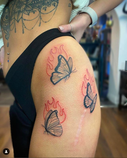 Butterfly And Fire Tattoo
