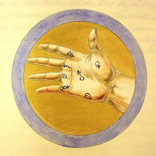 palm with planet symbols