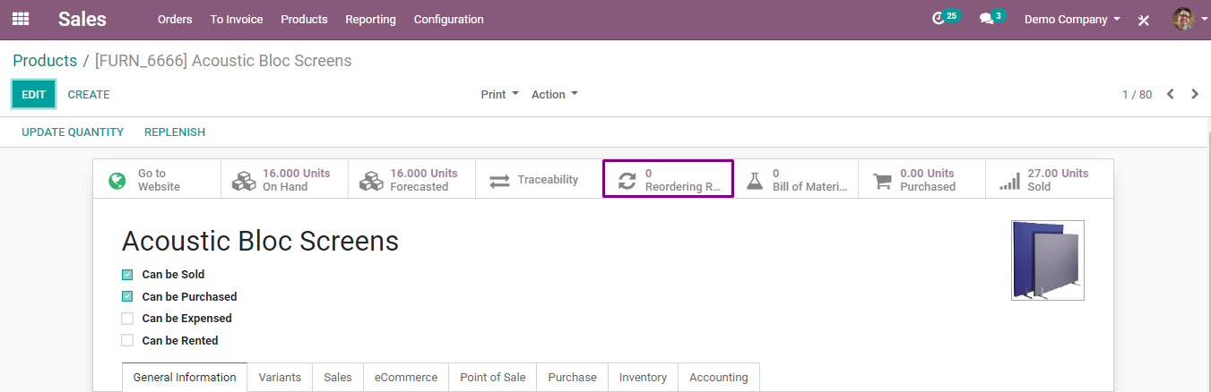 set Odoo Reordering Rules from products