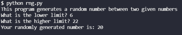 python random number generator output