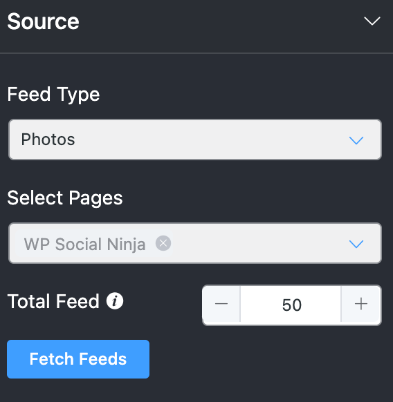 WP Social Ninja 3.5.0 source button