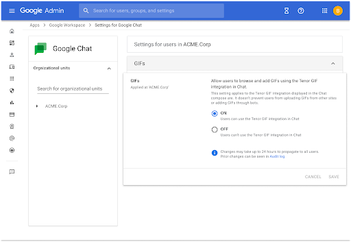 Novos recursos e configurações no Google Meet e Chat