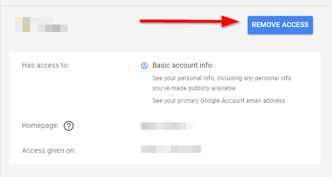 remove access from google account 