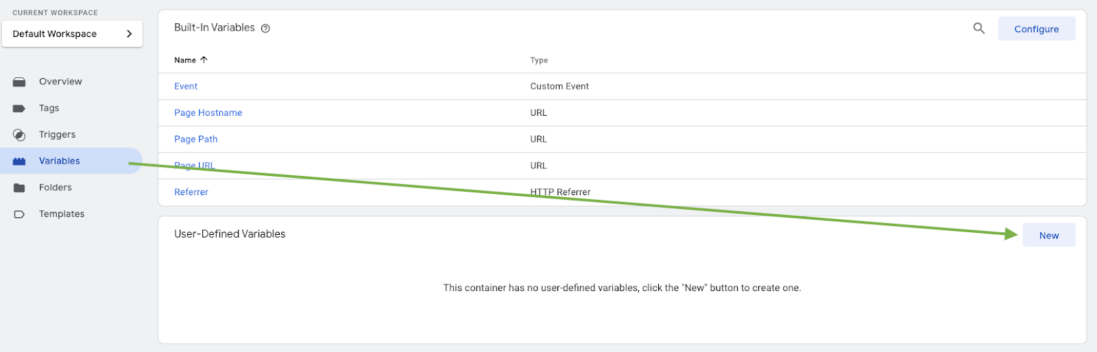 How to create variables in Google Tag Manager.