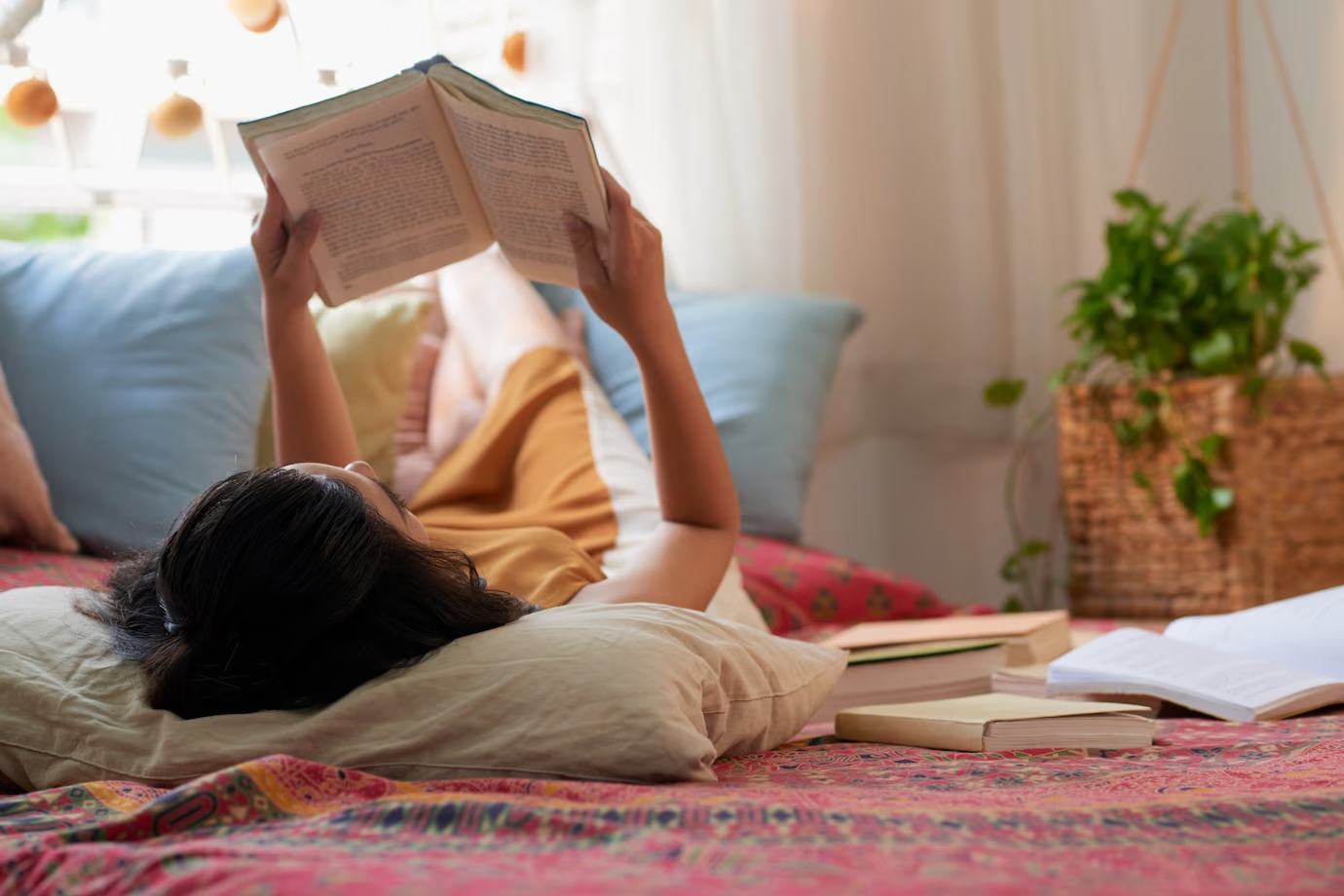 A girl reading a book