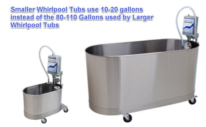 Compared to the original hydrotherapy tubs these smaller whirlpool baths save 50-100 gallons per use.