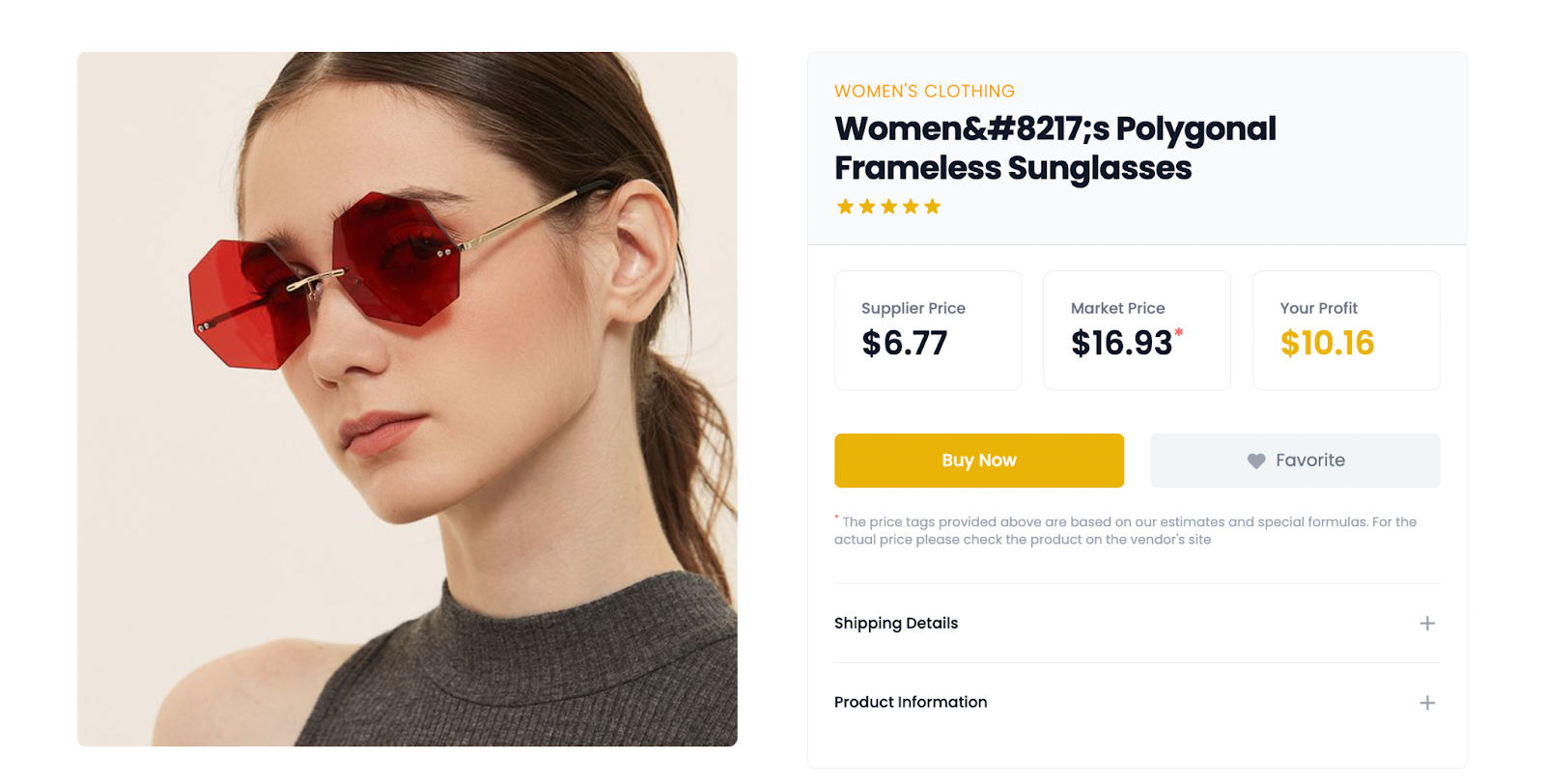 frameless sunglasses to sell