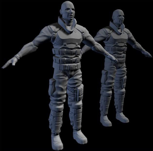 normal mapping of 3d game character example