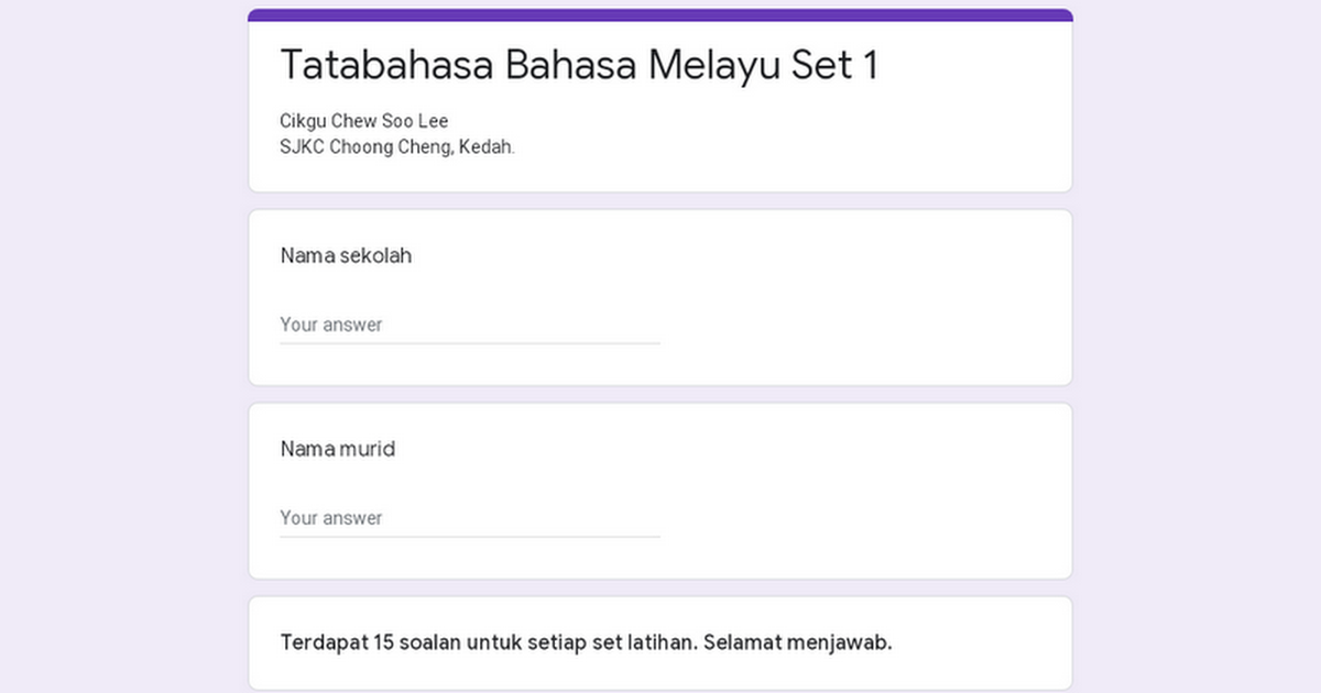 Tatabahasa Bahasa Melayu Set 1