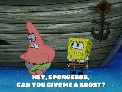 patrick getting a boost from spongebob similar to the boost in conversion rates from affiliate marketing