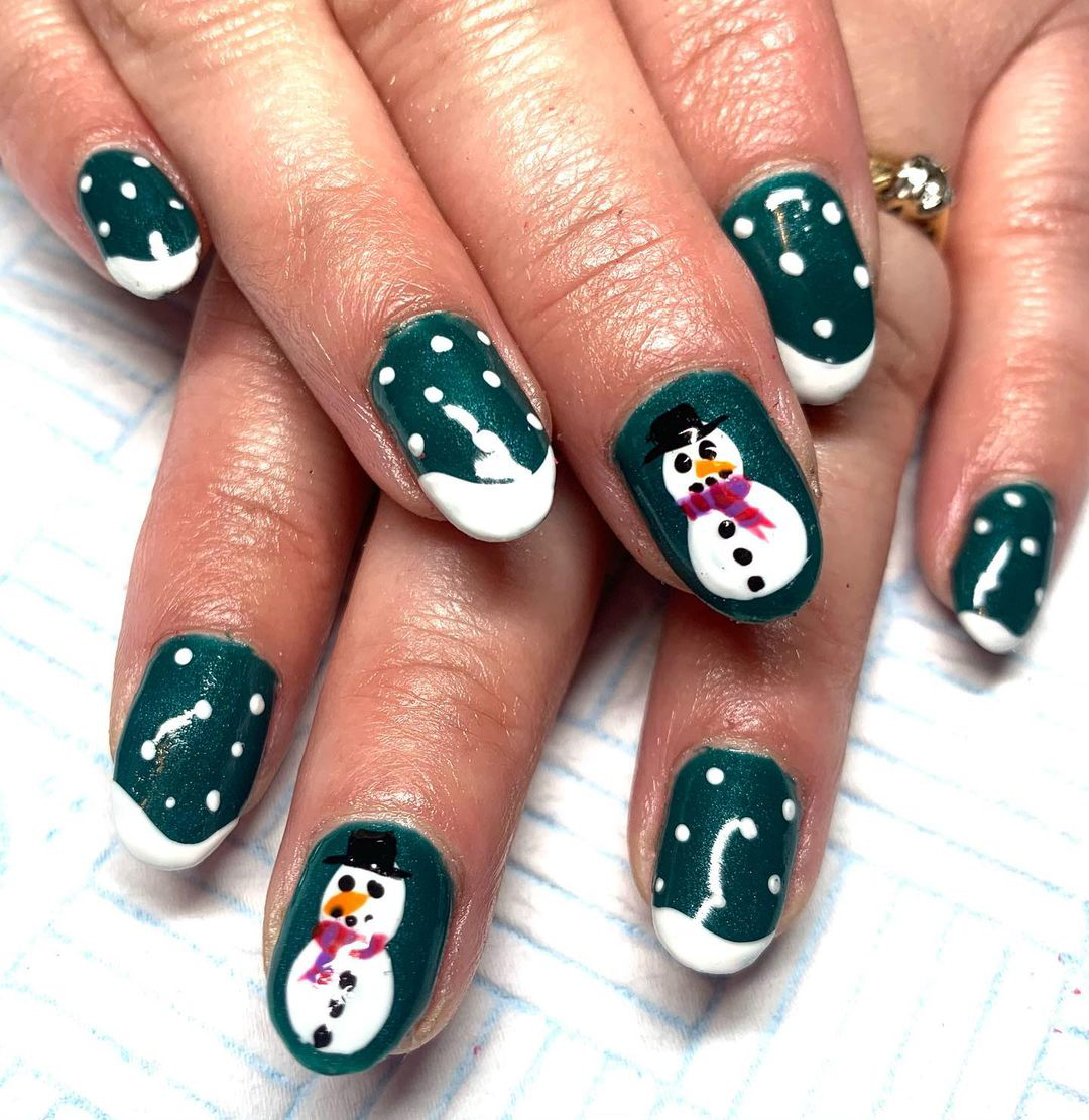 Snowman Christmas Nail Design