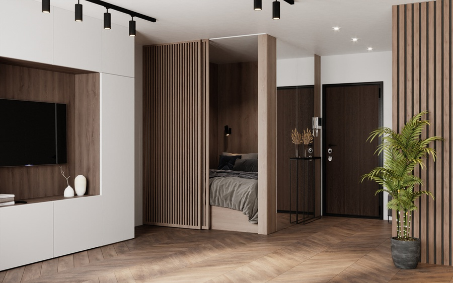 Phòng ngủ riêng tư và tiện nghi thi công từ gỗ công nghiệp MDF